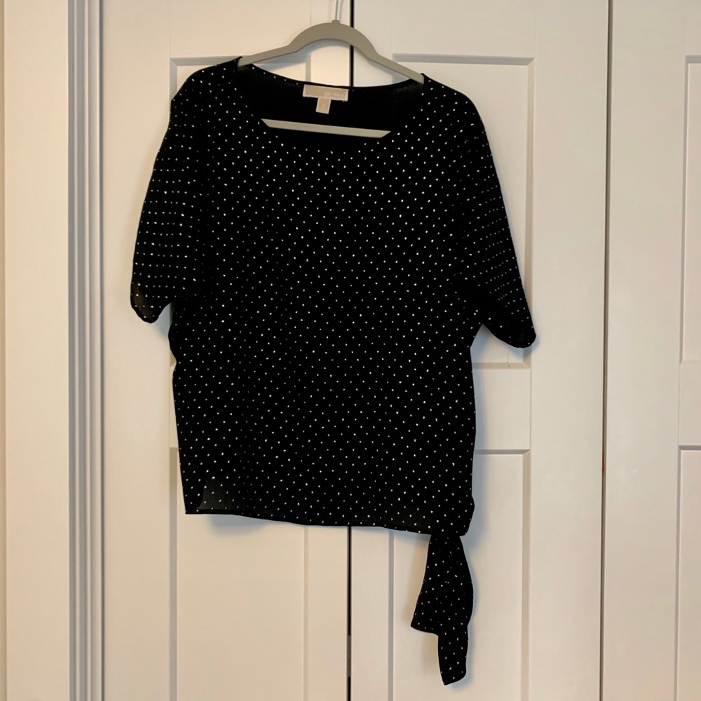 Michael Kors Black Sparkly Top With Side Tie